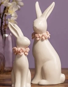 Ceramiczny zajączek ROSE BUNNY 18 cm biały