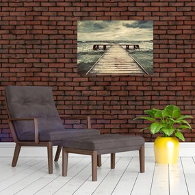 Obraz drewnianego molo na morzu (70x50 cm)