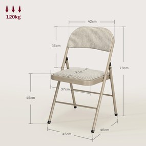 Zestaw 4 krzeseł składanych HOMCOM — stalowy stelaż, lnopodobne obicie, beżowe