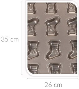 Foremki świąteczne do pieczenia ciastek, non-stick, motyw skarpet, 35 x 26 cm