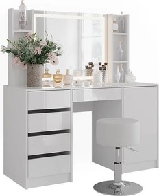 Stół do toalety biały/biały wysoki połysk 128.2x50.1x76 sherry