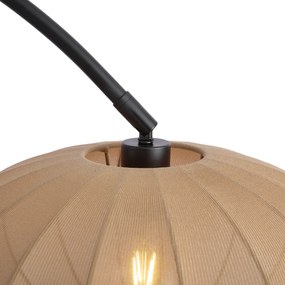 Luk Lampa łukowa Japandi czarna z brązowym kloszem - BidaJapandi Oswietlenie wewnetrzne