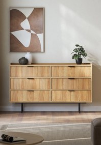 Komoda z 6 szufladami do przechowywania hikora naturalna R5-F71