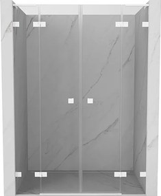 Mexen Lunar L Duo drzwi prysznicowe uchylne 160 cm, transparent, białe - 834DL-160-000-20-00