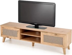 Calviro RTV-1 – nowoczesny stolik RTV w stylu loftowym z półkami i szafkami, kolor dąb artisan
