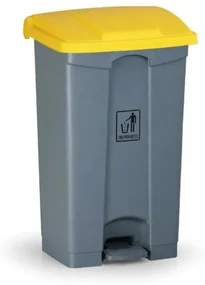 Uniwersalny kosz na śmieci do segregacji z pedałem, 87 l, 480 x 360 x 820 mm, żółty