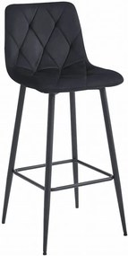 Czarny welurowy hoker metalowy z oparciem L7-L81