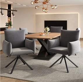 Zestaw 6 krzeseł do jadalni - 60 x 60 x 88 cm - krzesła tapicerowane - obrotowe 360° - aksamitne - szare