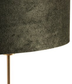 Lampa stołowa brązowa z owalnym, aksamitnym abażurem zielonym 35 cm - Parte Nowoczesny Oswietlenie wewnetrzne