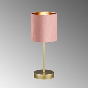 Metalowa lampa stołowa w różowo-złotym kolorze z tekstylnym kloszem (wysokość 34 cm) Aura – Fischer &amp; Honsel