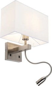 Inteligentna lampa ścienna stalowa z kloszem kremowo-białym w tym Wi-Fi P45 - Bergamo