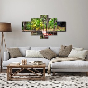 Obraz - Drewniana łódź na kanale, Tajlandia (125x70 cm)