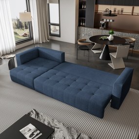 Masseno Narożnik OLVERA z funkcją spania i pojemnikiem na pościel Narozniki L, Rozkładana sofa - Niebieski, NEVE 77