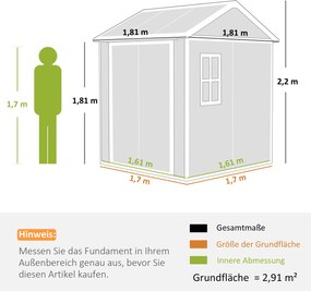 Outsunny Szopa ogrodowa, Gartenschuppen z Oknem, zamykanymi drzwiami, Tworzywo sztuczne, Szary