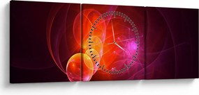 Nowoczesny obraz różowej abstrakcji (z zegarem) (90x30 cm)