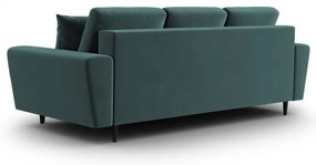 Morska aksamitna rozkładana/ze schowkiem sofa 235 cm Kyoto – Cosmopolitan Design