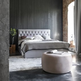 Łóżko kontynentalne LOREE VELVET 180x200 szare z pojemnikiem ELTAP