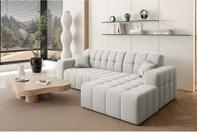 Narożnik w kształcie L NIMES, tkanina Portland, Biały, Prawy