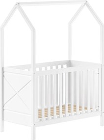 Białe łóżeczko z litego drewna sosnowego z regulowaną wysokością 60x120 cm Scott – Vipack