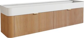 Wisząca szafka łazienkowa z podwójną umywalką podblatową do zabudowy – Jasny naturalny – 150 cm – BULMAS