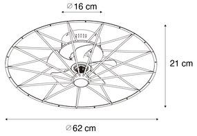 Czarny Wentylator sufitowy z lampą w tym LED z pilotem - YaranDesignerski Oswietlenie wewnetrzne