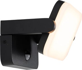 Lampa ścienna zewnętrzna czarna z wbudowanym regulowanym LED z czujnikiem ruchu - Kamile