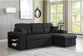 Kanapa narożna rozkładana "Axel" - 3 miejsca - Czarna