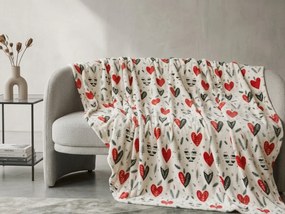 Mikropluszowy koc WINTER HEARTS, kolorowy Rozmiar: 150 x 200 cm