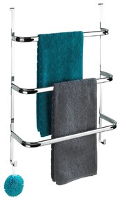 Srebrny wieszak na ręczniki Wenko Towel Holder Chrome, 21x54 cm
