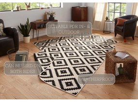 Czarno-kremowy dywan dwustronny odpowiedni na zewnątrz NORTHRUGS Malta, 200x290 cm
