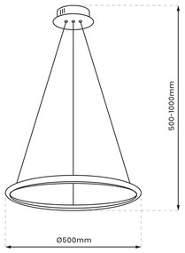 Lampa wisząca ROTONDA BLACK 27W LED, czarna, wiszące koło