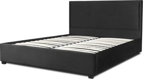 Łóżko Tapicerowane 160x200 cm ANDRE ze Stelażem Dwuosobowe Welurowe Czarne