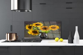 Panel Kuchenny Słoneczniki W Szklanym Wazonie