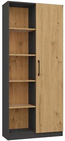Regał Z Półkami Do Salonu Dąb Artisan + Antracyt C2-C51