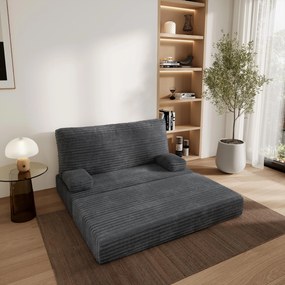 Masseno Sofa piankowa LADIA z funkcją spania, Kanapa z pianki do salonu, Bezmontażowa, Tkanina sztruksowa – Grafitowy TILIA 90