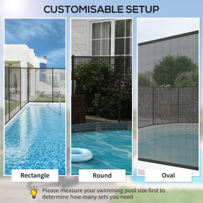 Outsunny Bezpieczny Płot Basenowy dla Dzieci - 4 Aluminiowe Elementy, Texline, Czarny, 365x126cm