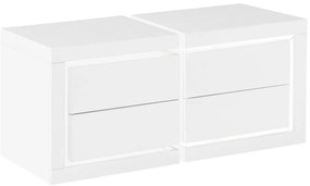 Zestaw 2 szafek nocnych z 2 szufladami - Z oświetleniem LED - Biały lakierowany - FLARANCIA
