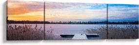 Obraz - Zamarznięte jezioro, Ełk, Mazury, Polska (170x50 cm)