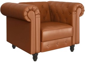 Koniakowy fotel typu chesterfield z imitacji skóry Felix – Støraa