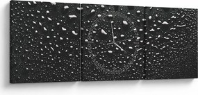 Obraz kropli wody (z zegarem) (90x30 cm)