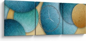 Obraz kręgów abstrakcji (z zegarem) (90x30 cm)