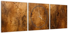 Obraz - Detal drewna (z zegarem) (90x30 cm)