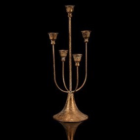 Metalowy świecznik pięcioramienny, złoty, 18 x 18x 44 cm