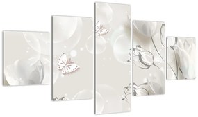 Obraz - Tulipany między bąbelkami (125x70 cm)