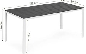 Stół ogrodowy obiadowy Caprila 156x78 cm, kolor biało-szary