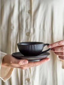 Czarna filiżanka do cappuccino ceramiczna 200 ml Neri – Bloomingville