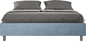 Łóżko wyposażone w stelaż z listwami tapicerowane 160x200 microfibra Błękitny Azelia