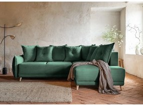 Zielony sztruksowy rozkładany narożnik (prawostronny) Lazy Lukka – Miuform