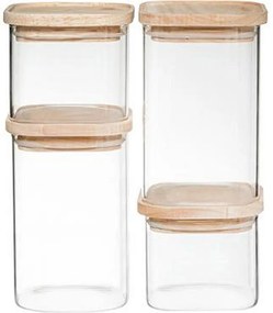 Zestaw 4 Szklanych Słoików Do Przechowywania 15cm Transparentnych - Praktyczne i Dekoracyjne