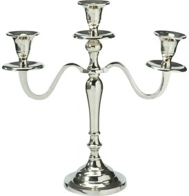 Metalowy świecznik 3-ramienny 29x10x30 cm, kolor srebrny, dekoracja 1